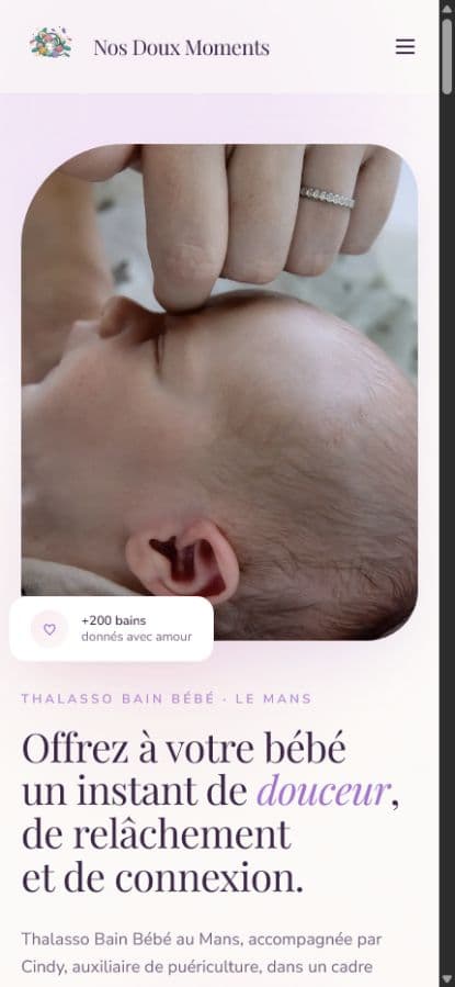 Aperçu mobile du site Nos Doux Moments