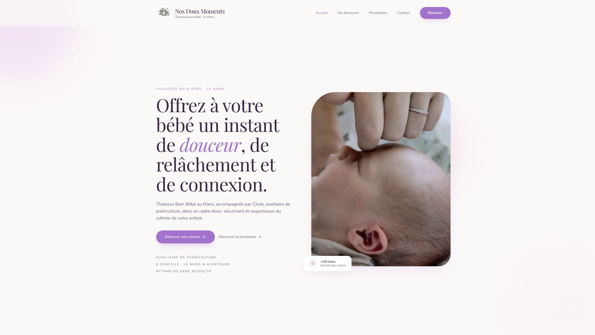 Aperçu du site vitrine Nos Doux Moments