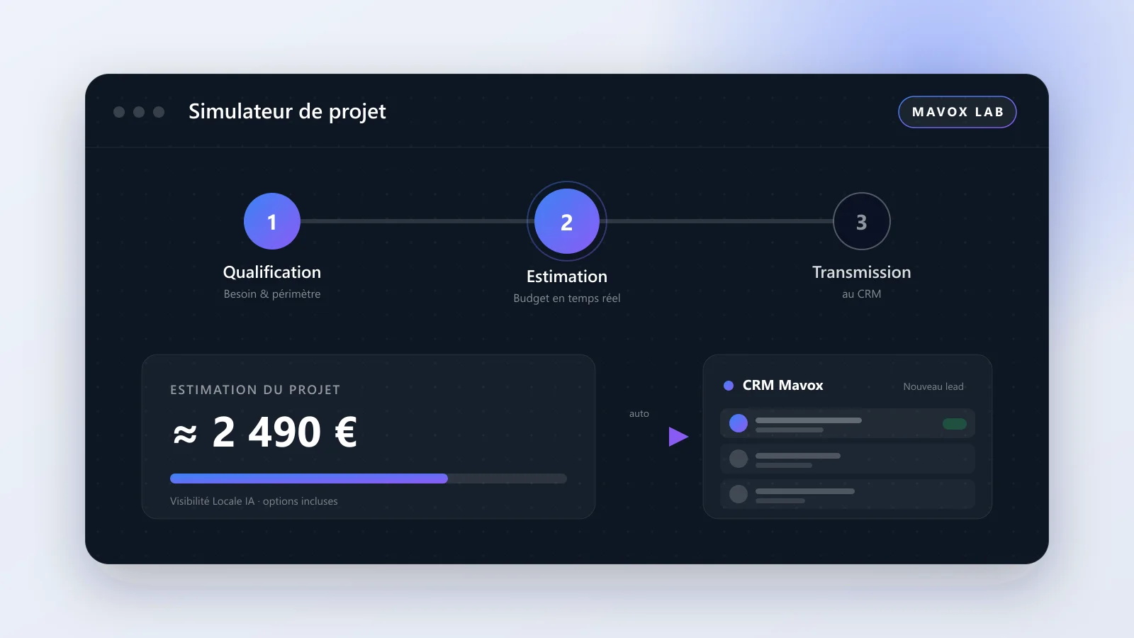 Démonstrateur Simulateur de projet — Mavox Lab